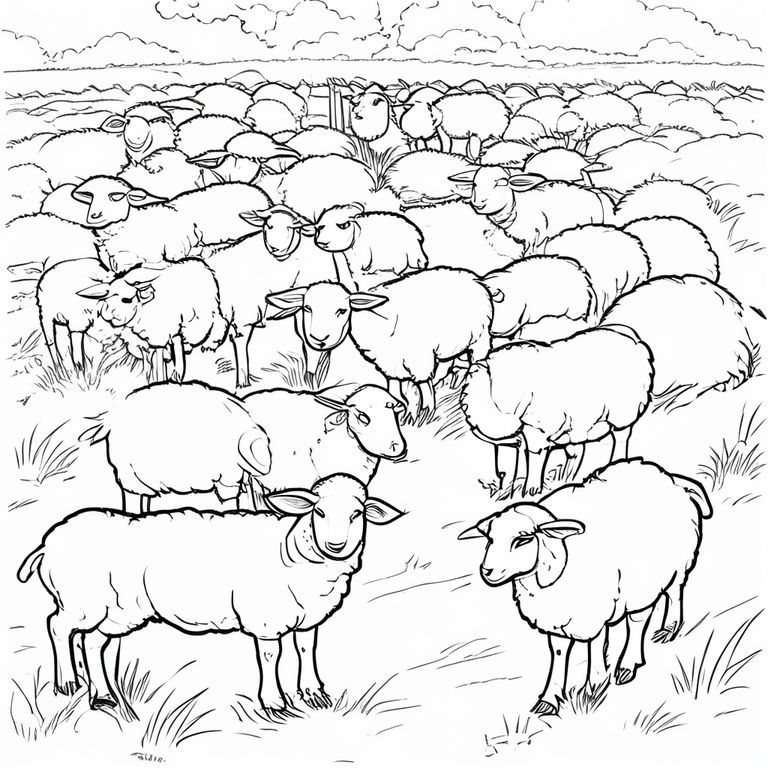 một đàn cừu trong chuồng gạch  