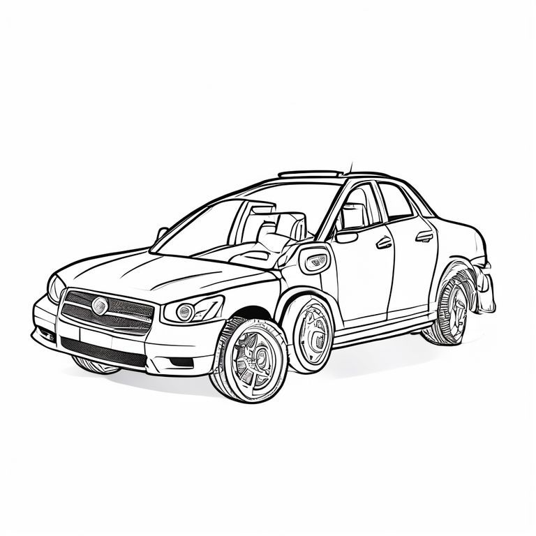 Xe cảnh sát phong cách Chibi cho sách tô màu dành cho trẻ em