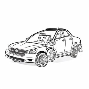 Xe cảnh sát phong cách Chibi cho sách tô màu dành cho trẻ em