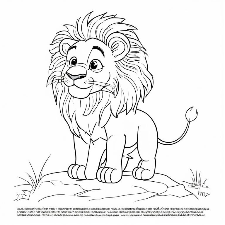 Một trang sách tô màu trong 3-6 năm. Một chú sư tử con đơn giản, dễ thương với chiếc bờm to tròn đứng kiêu hãnh trên một tảng đá nhỏ. Đường viền đen đậm, dày, nền trắng, không đổ bóng. Để lại một khoảng trắng trống rộng ở cuối trang; Không viết bất kỳ chữ cái nào trong hình ảnh.
Viết ở cuối trang: Chia sẻ sức mạnh của mình để giúp đỡ người khác là điều dũng cảm nhất bạn có thể làm.