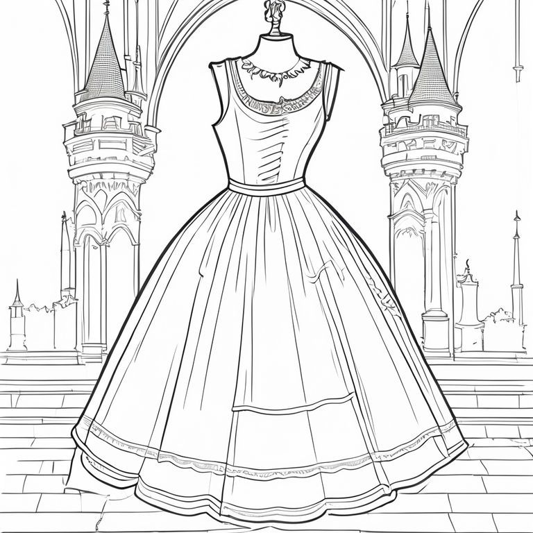 Cho tôi một chiếc váy có khuôn mặt mà tôi có thể tô màu với nền của một lâu đài trong nhà 