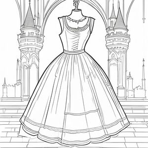 Cho tôi một chiếc váy có khuôn mặt mà tôi có thể tô màu với nền của một lâu đài trong nhà 