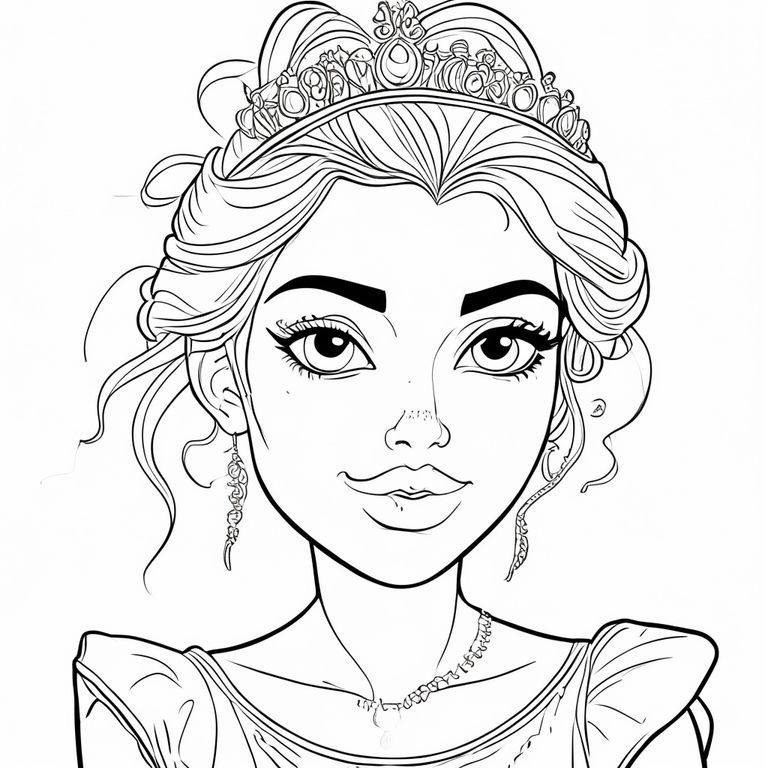 princess bold lines for easy color 
