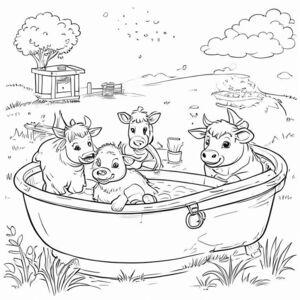 farm animals  having a bath with the word clean
