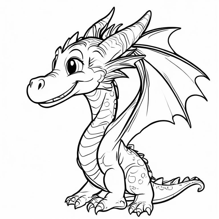 A profile view of a friendly dragon, that is easily outlined in a kingdom 
