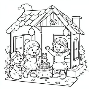 gabby doll house and stitch celebrating stitch birthday together