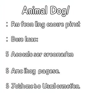 User wants list of 5 coloring page ideas based on prompt \"Animal Dog\". No explanation, no numbers or bullet points, each idea unique & creative, plain text only, no images. Just simple, suitable for children. We'll output 5 lines each with a sentence or phrase describing a coloring page idea. Ensure unique. Avoid numbering, bullet. Just plain text. Ok.