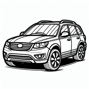 Bản vẽ đen trắng của một chiếc suv 3