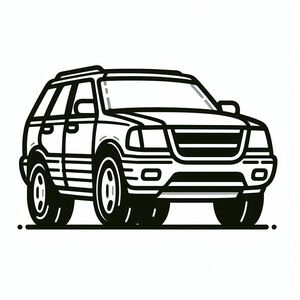 Bản vẽ đen trắng của một chiếc SUV