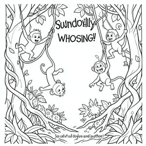 Đột nhiên, dây leo bắt đầu rung chuyển.

Ồ! XÍCH đu!

Một nhóm khỉ ngớ ngẩn đu từ cây này sang cây khác, nói chuyện phiếm và chơi thẻ. Một con khỉ treo ngược và làm một khuôn mặt buồn cười với Leo và Maya.

Khu rừng rậm tràn ngập tiếng ồn ào và tiếng cười.

Bạn sẽ chọn màu gì cho những chú khỉ và những dây leo rừng rậm rạp?