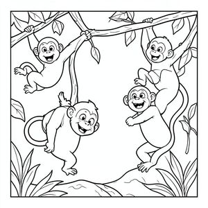 Những con khỉ đu từ dây leo này sang dây leo khác, làm những khuôn mặt ngớ ngẩn.