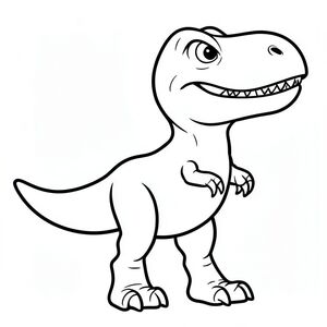 Tranh tô màu Allosaurus dễ thương, tính năng đơn giản, đôi mắt to thân thiện, hình tròn, đường viền dày đậm, chi tiết tối thiểu, không đổ bóng, nghệ thuật đường nét đen trắng, trang sách tô màu trẻ em có thể in được