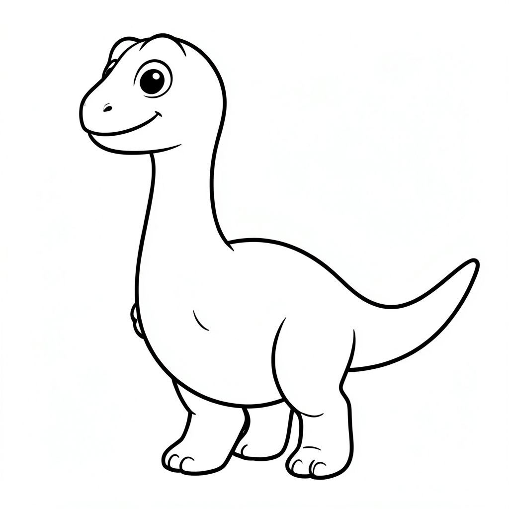 Tạo một Futalognkosaurus dễ thương, theo phong cách hoạt hình cho một bức tranh tô màu dành cho trẻ em. Làm cho nó trông thân thiện với đôi mắt to, tròn và nụ cười dịu dàng. Để lộ cổ dài, đầu nhỏ, chân giống như cột trụ và một cái đuôi dài duy nhất. Giữ cho cơ thể mềm mại và tròn trịa để có vẻ ngoài thân thiện với trẻ em. Chỉ nghệ thuật đường nét, không màu, không nền, đường viền rõ ràng để dễ dàng tô màu. Tư thế nên đứng hoặc đi, vui tươi và đơn giản để trẻ tô màu