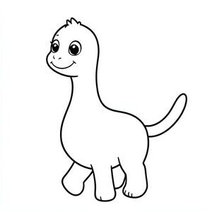 Tạo một Jobaria dễ thương, theo phong cách hoạt hình cho một bức tranh tô màu dành cho trẻ em. Làm cho nó trông thân thiện với đôi mắt to, tròn và nụ cười dịu dàng. Để lộ cổ dài, đầu nhỏ, chân giống như cột trụ và một cái đuôi dài duy nhất. Giữ cho cơ thể mềm mại, tròn trịa và dễ tiếp cận cho trẻ em. Chỉ nghệ thuật đường nét, không màu, không nền, đường viền rõ ràng để dễ dàng tô màu. Tư thế nên đứng hoặc đi bộ, vui tươi và đơn giản để trẻ tô màu.