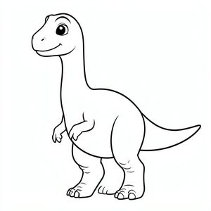 Một con khủng long Jobaria. Làm cho nó trông thân thiện với đôi mắt to, dịu dàng và nụ cười nhẹ. Để lộ cổ dài, đầu nhỏ, thân hình thùng, chân dày giống như cột trụ và một cái đuôi dài duy nhất. Giữ tỷ lệ cơ thể gần với Jobaria thật, với cổ và đuôi thẳng và tự nhiên. Chỉ nghệ thuật đường nét, không màu sắc, không nền, đường viền rõ ràng phù hợp cho trẻ em tô màu. Tư thế nên đứng hoặc đi bộ, đơn giản và dễ tô màu."