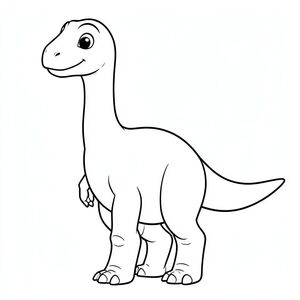 Một con khủng long Jobaria. Làm cho nó trông thân thiện với đôi mắt to, dịu dàng và nụ cười nhỏ. Thể hiện cổ dài, đầu nhỏ, thân hình thùng, chân dày giống như cột trụ và một cái đuôi dài duy nhất. Giữ tỷ lệ cơ thể gần với Jobaria thật hơn, với cổ và đuôi thẳng và tự nhiên. Chỉ nghệ thuật đường nét, không màu sắc, không nền, đường viền rõ ràng phù hợp cho trẻ em tô màu. Tư thế nên đứng hoặc đi, đơn giản và dễ tô màu. Bốn chân.