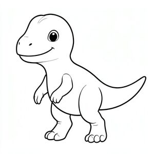 Vẽ một chiếc Raptorex dễ thương, theo phong cách hoạt hình cho một bức tranh tô màu dành cho trẻ em. Làm cho nó trông thân thiện với đôi mắt to, tròn và nụ cười dịu dàng. Thể hiện thân hình nhỏ bé, nhanh nhẹn, đầu to với hàm răng nhỏ (không đáng sợ), cánh tay hai ngón ngắn, chân sau khỏe và một cái đuôi dài. Giữ tỷ lệ gần với khủng long thật nhưng mềm mại và tròn trịa cho trẻ em. Chỉ nghệ thuật đường nét, không màu, không nền, đường viền rõ ràng để dễ dàng tô màu. Tư thế nên đứng hoặc đi, vui tươi và đơn giản để tô màu.