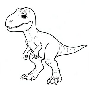 Một con khủng long Raptorex thân thiện, chính xác về mặt lịch sử, theo phong cách hoạt hình vui nhộn phù hợp với sách tô màu của trẻ em. Chỉ nghệ thuật đường nét, không tô màu. Nhấn mạnh các đường viền rõ ràng để dễ dàng tô màu. Thể hiện Raptorex với giải phẫu chính xác dựa trên cổ sinh vật học — thân nhỏ, đuôi dài, hộp sọ lớn, cánh tay ngắn với nền claws.no. Tỷ lệ dễ thương nhưng chân thực, tư thế vui tươi