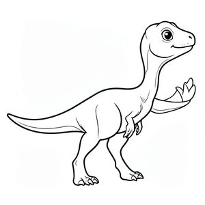 ]Một con khủng long Walgettosuchus vui tươi, cách điệu trong nghệ thuật đường nét sạch sẽ cho một cuốn sách tô màu dành cho trẻ em. Mặc dù loài động vật này chỉ được biết đến từ các hóa thạch rất hạn chế, nhưng hãy tưởng tượng nó là một loài khủng long chân thú hai chân từ nhỏ đến trung bình với đuôi dài, chân mảnh và cánh tay nhỏ đặc trưng của khủng long ăn thịt vào thời điểm đó (Giai đoạn đầu – giữa kỷ Phấn trắng, Úc). Biểu cảm thân thiện, không đáng sợ, đứng hoặc đi trong tư thế đơn giản. Chỉ nghệ thuật đường nét, không tô màu, không có nền, đường viền đậm rõ ràng phù hợp để trẻ dễ tô màu