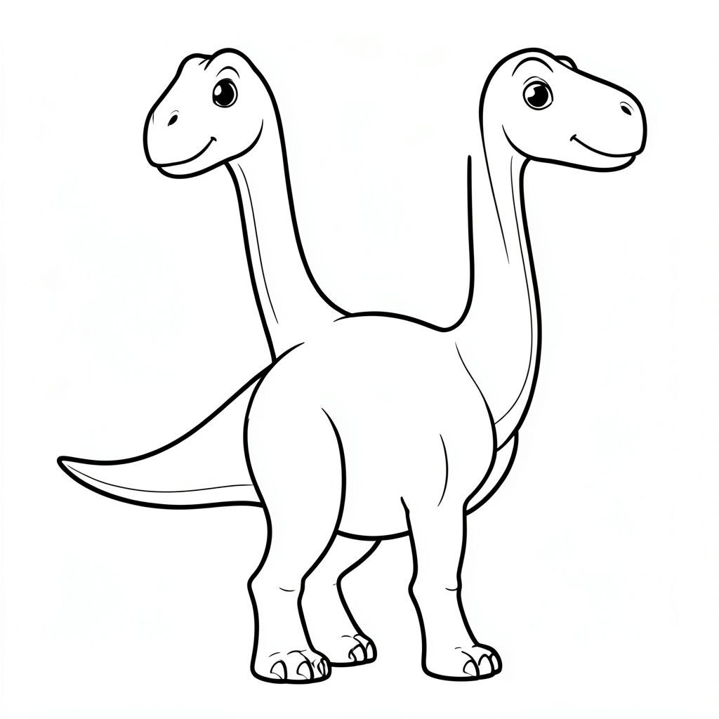 Một con khủng long Xenoposeidon cách điệu, thân thiện với trẻ em trong nghệ thuật đường nét sạch sẽ cho một cuốn sách tô màu dành cho trẻ em. Vì Xenoposeidon chỉ được biết đến từ một phần hóa thạch xương sống, hãy tưởng tượng nó là một loài khủng long chân thằn lằn ăn cỏ cổ dài, từ trung bình đến lớn với khuôn mặt hiền lành, cổ và đuôi dài và chân giống như cột trụ đặc trưng của khủng long chân thằn lằn. Biểu cảm thân thiện, không đáng sợ, đứng hoặc đi trong tư thế bình tĩnh. Chỉ nghệ thuật đường nét, không tô màu, không có nền, đường viền đậm và rõ ràng phù hợp để trẻ em dễ dàng tô màu