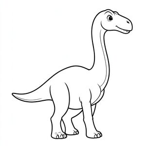 Một con khủng long Xenoposeidon cách điệu, thân thiện với trẻ em trong nghệ thuật đường nét sạch sẽ cho một cuốn sách tô màu dành cho trẻ em. Vì Xenoposeidon chỉ được biết đến từ một phần hóa thạch xương sống, hãy tưởng tượng nó là một loài khủng long chân thằn lằn ăn cỏ cổ dài, từ trung bình đến lớn với khuôn mặt hiền lành, cổ và đuôi dài và chân giống như cột trụ đặc trưng của khủng long chân thằn lằn. Biểu cảm thân thiện, không đáng sợ, đứng hoặc đi trong tư thế bình tĩnh. Chỉ nghệ thuật đường nét, không tô màu, không nền, đường viền đậm và rõ ràng phù hợp để trẻ em dễ dàng tô màu.