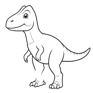 Một con khủng long Zalmoxes thân thiện, chính xác về mặt lịch sử trong nghệ thuật đường nét đơn giản cho một cuốn sách tô màu dành cho trẻ em. Cho thấy một loài động vật ăn cỏ hai chân nhỏ, mập mạp với đầu hình tam giác lớn, miệng giống mỏ, chân khỏe và đuôi dài đặc trưng của động vật chân chim cuối kỷ Phấn trắng. Tạo cho nó một biểu cảm nhẹ nhàng, không đáng sợ và một tư thế đứng bình tĩnh. Chỉ nghệ thuật đường nét, không tô màu, không có nền, đường viền đậm đơn giản phù hợp để trẻ em dễ dàng tô màu