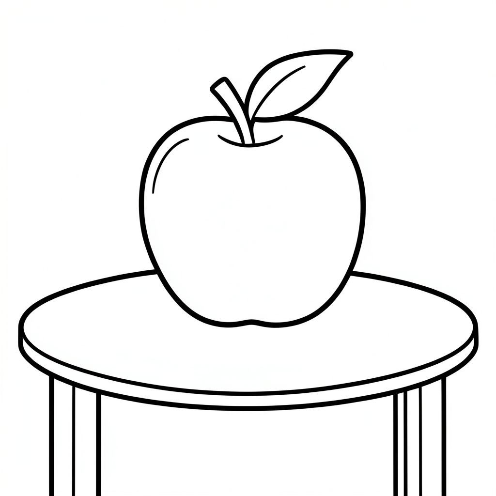 Một quả táo đỏ trên bàn