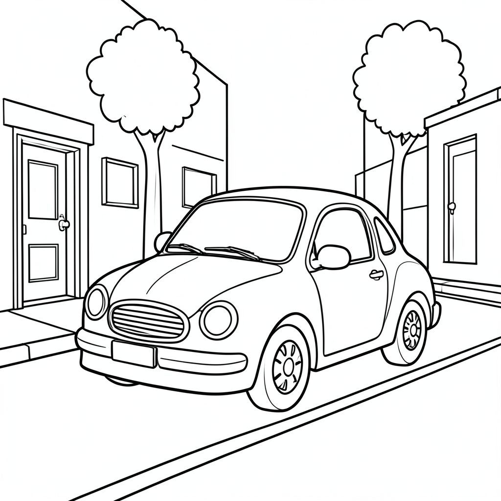 Một chiếc xe màu xanh trên đường phố