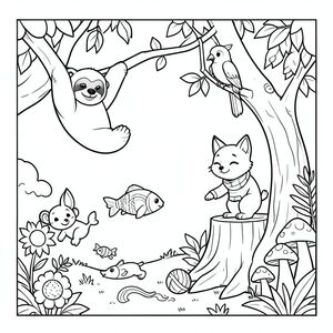 Người dùng nói: "Tạo ý tưởng 1 trang tô màu dựa trên lời nhắc: động vật. Không cần giải thích. Không cần thêm số hoặc gạch đầu dòng. Mỗi ý tưởng phải độc đáo và sáng tạo. Chỉ văn bản thuần túy. Không có hình ảnh. Không quá phức tạp, chỉ đơn giản, phù hợp với trẻ em"

Vì vậy, chúng ta cần xuất ra một ý tưởng trang tô màu đơn giản. Chỉ văn bản thuần túy. Không có lời giải thích, chỉ có ý tưởng. Chỉ cần 1 ý tưởng. Lời nhắc là động vật. Chúng ta phải sáng tạo. Chỉ cần nhắn tin, có thể là một mô tả: "Một cảnh rừng rậm thân thiện với một con lười treo trên cây, một con vẹt đậu gần đó và một con khỉ nhỏ đu dây leo." Đó có lẽ là ý tưởng. Hoặc một cái gì đó khác. Đảm bảo phù hợp với trẻ em, đơn giản và không phức tạp. Không có gạch đầu dòng, không có số. Không có lời giải thích. Chỉ có thể là một câu duy nhất mô tả cảnh đó. Ví dụ: "Một con voi theo phong cách hoạt hình đội mũ sặc sỡ, đứng trên cánh đồng với hoa hướng dương và mây." Đó là một ý tưởng hay. Đưa ra một ý tưởng độc đáo, sáng tạo.

Do đó, đầu ra: chỉ là ý tưởng. Hãy chọn một. Ví dụ: "Một con gấu Bắc Cực thân thiện trôi nổi trên biển kẹo bông gòn với những con cá cầu vồng bơi xung quanh." Hay "một con cáo nghịch ngợm trên đồng cỏ với nấm và bướm". Điều đó tốt. Phải đơn giản. Chỉ cần viết: "Một chú mèo con vui vẻ đuổi theo một quả bóng sợi trên sân đầy nắng." Chờ đã, lời nhắc nói động vật. Nhưng ý tưởng nên dành cho trẻ em, đơn giản. Chỉ cần đưa ra một mô tả. Chúng tôi sẽ đưa ra một mô tả một dòng. Vì vậy, hãy trả lời: "Một con cáo thân thiện đeo khăn quàng cổ sáng màu, đậu trên gốc cây trong một khu rừng kỳ lạ đầy nấm kỳ lạ." Một cái gì đó như vậy. Hãy tạo ra câu trả lời cuối cùng.