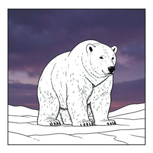 ** Lời nhắc: **  Tạo ra một bức ảnh siêu thực về một con gấu Bắc Cực đơn độc, phủ đầy tuyết trên nền bầu trời chạng vạng màu tím bầm tím ấn tượng. Tập trung vào biểu cảm mạnh mẽ, hơi u sầu của chú gấu. Ánh sáng là một ánh sáng tinh tế, phơi sáng lâu của mát mẻ, tím và xám, tạo cảm giác tĩnh lặng và rộng lớn. Bảng màu: chàm đậm, xám than, trắng băng, với một chút vàng trầm. Tâm trạng: chiêm nghiệm, cô lập và hơi bí ẩn. Độ sâu trường ảnh nông, nhấn mạnh hình dạng của con gấu. Độ phân giải 8K.