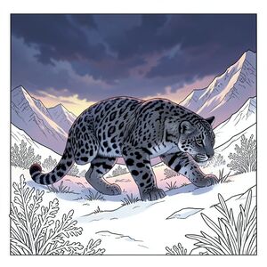 ** Nhắc nhở: **  Tạo một bức tranh kỹ thuật số siêu thực về một con báo tuyết rình rập qua đồng cỏ núi cao mờ mịt. Con báo được tạo hình trên bầu trời u ám, ấn tượng - màu chàm đậm và màu tím bầm tím với một chút vàng nhạt. Tập trung vào kết cấu phức tạp - tuyết, lông và băng. Ánh sáng góc thấp, ấn tượng làm nổi bật cơ bắp mạnh mẽ của con vật và ánh sáng thanh tao nhẹ. Bảng màu: chủ yếu là xanh lam mát mẻ, xám và một chút hồng nhạt. Tâm trạng: trầm ngâm, hùng vĩ, cô đơn, cảm giác sức mạnh cổ xưa. Độ chi tiết cao, độ phân giải 8k.