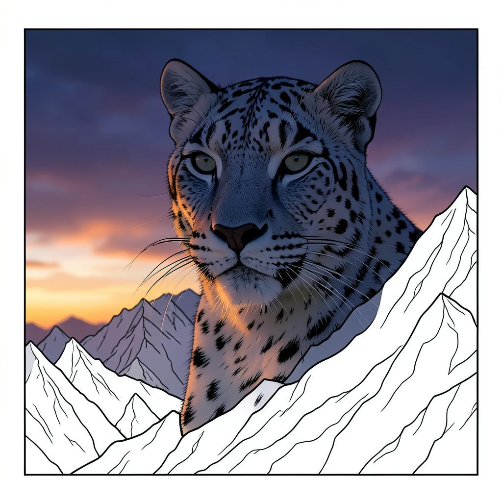 ** Lời nhắc: **

Tạo ra một bức ảnh siêu thực về một con báo tuyết đơn độc, hình bóng trên bầu trời chạng vạng ấn tượng trên một đỉnh núi cao lởm chởm. Ánh sáng dịu nhẹ và khuếch tán, sử dụng độ dốc màu cam và tím ấm áp từ mặt trời thấp đến màu chàm đậm. Trọng tâm sắc nét vào khuôn mặt mạnh mẽ, hơi u sầu của con báo. Bảng màu: chủ yếu là xanh đậm, cam ấm và xám trầm. Tâm trạng: chiêm ngưỡng yên tĩnh và sự uy nghiêm cổ kính. Điện ảnh, độ phân giải 8k, độ sâu trường ảnh nông, ánh sáng tự nhiên.