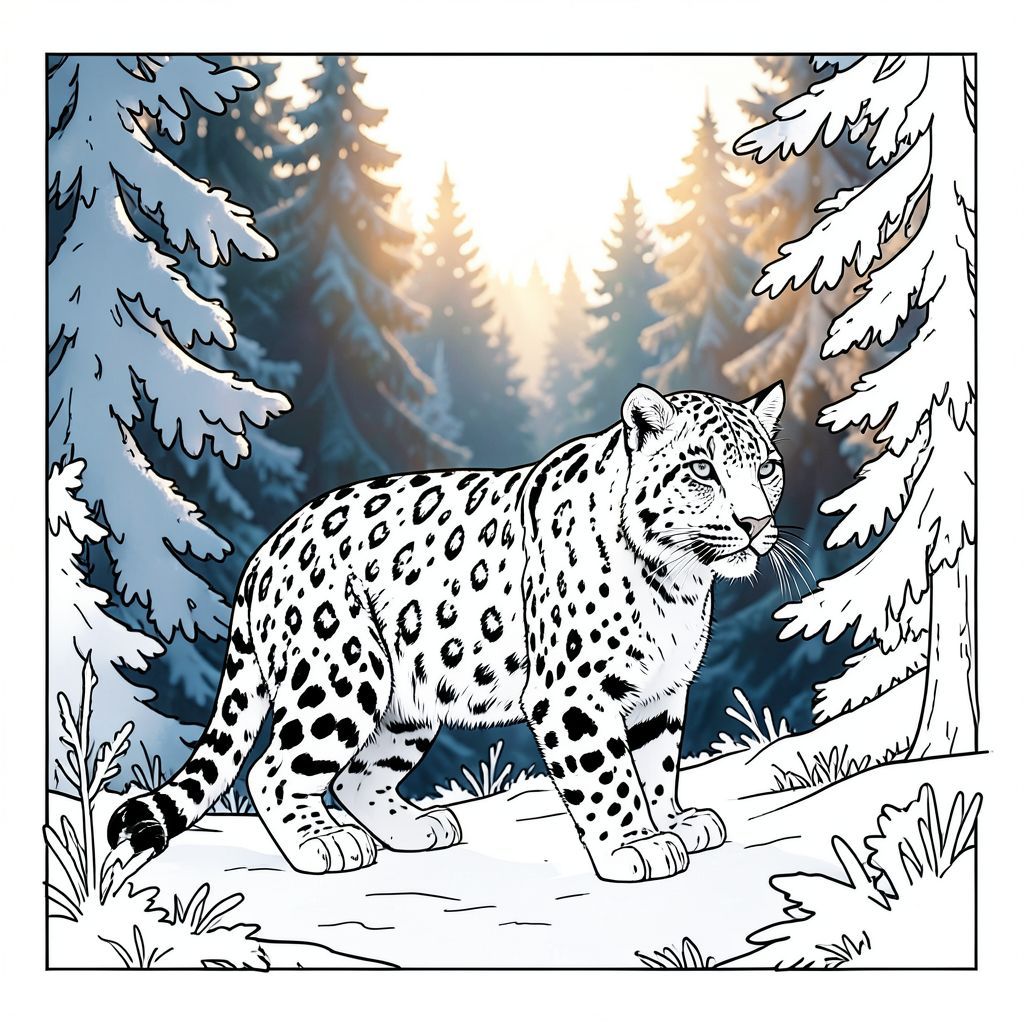 ** Lời nhắc: **

Tạo ra một bức ảnh siêu thực về một con báo tuyết đơn độc, tắm trong ánh sáng thanh tao của mặt trời chiều muộn xuyên qua rừng thông mờ mịt. Con báo được định vị trong một hình bóng ấn tượng, nhấn mạnh vóc dáng mạnh mẽ của nó trên nền màu xanh lá cây và xanh lam đậm, mờ. Ánh sáng là chìa khóa - ánh sáng ấm áp, khuếch tán với bóng dài và điểm sáng, tạo cảm giác hùng vĩ yên tĩnh. Bảng màu: xanh đậm, trắng băng, nâu vàng và đỏ thẫm từ tán lá. Tâm trạng: chiêm nghiệm, hơi u sầu, nhấn mạnh vẻ đẹp hoang sơ của vùng hoang dã Siberia. Tiêu điểm: chi tiết sắc nét, độ sâu trường ảnh nông.