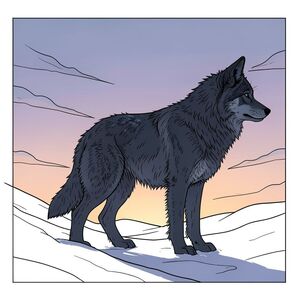 ** Lời nhắc: **

Tạo ra hình ảnh siêu thực, hơi u sầu của một con sói cô đơn, phủ đầy tuyết trên bầu trời chạng vạng. Bộ lông của con sói có màu xám than đậm với các hoa văn băng tinh tế. Ánh sáng khuếch tán, dịu nhẹ từ hoàng hôn màu cam nhạt và tím tạo ra những bóng dài. Bảng màu: Chủ yếu là xanh đậm, xám than và cam ấm, trầm. Tập trung vào kết cấu - lông thô, tuyết băng. Tâm trạng: Chiêm ngưỡng tĩnh lặng, cảm giác cô đơn và vẻ đẹp cổ kính.  Độ chi tiết cao, chất lượng điện ảnh.