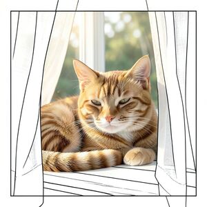 ** Lời nhắc: **

Tạo một bức ảnh siêu thực, hơi cách điệu về một con mèo mướp gừng nép mình trong cửa sổ ngập nắng. Tập trung vào ánh sáng khuếch tán, dịu dàng qua rèm vải lanh tuyệt đối, tạo ra những điểm nhấn ấm áp, vàng. Bộ lông của mèo phải có kết cấu tinh tế, mượt như nhung. Bảng màu: vàng trầm, kem ấm, điểm nhấn than đậm và một chút màu xanh lá cây rừng ở hậu cảnh. Tâm trạng: yên bình, chiêm nghiệm và hơi u sầu, gợi lên cảm giác thoải mái ấm cúng. Độ sâu trường ảnh nên làm mờ hậu cảnh một cách tinh tế. Độ chi tiết cao, độ phân giải 8k.