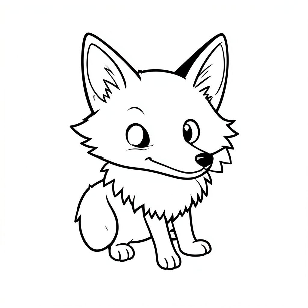 ** Lời nhắc: **

"Tạo một trang tô màu đen trắng tối giản, rất chi tiết với một con vật cách điệu duy nhất. Đối tượng là một con cáo nhỏ, lông tơ với mõm hơi dài, rõ ràng và đôi mắt to, biểu cảm. Con vật nên được đặt hơi nghiêng, truyền tải cảm giác chuyển động. Chỉ tập trung vào nghệ thuật đường nét rõ ràng, chính xác - không đổ bóng, không gradient, không màu. Sử dụng độ tương phản mạnh giữa đường viền màu đen và giấy trắng. Toàn bộ hình ảnh nên được chi phối bởi một đường nét màu đen dày đặc, đồng nhất, với khoảng trắng tối thiểu để tô màu. Nhắm đến cảm giác đơn giản tinh tế."
