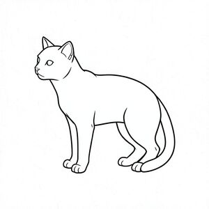 ** Lời nhắc: **

Tạo một trang tô màu đen trắng có độ chi tiết cao có một con mèo đen trắng cách điệu. Đối tượng là một mô tả tối giản: một cơ thể mèo bóng bẩy, hơi góc cạnh với chi tiết tối thiểu. Chỉ tập trung vào nghệ thuật đường nét đen trắng rõ ràng, được xác định chính xác - không đổ bóng, không chuyển màu, không màu. Sử dụng độ tương phản mạnh giữa các đường rõ ràng và khoảng trắng hậu cảnh. Con mèo sẽ xuất hiện gần như hình học, bao gồm chủ yếu là các đoạn đường đơn giản, không bị đứt gãy đại diện cho thân, đầu và đuôi. Nhấn mạnh cảm giác yên tĩnh, hình thức thanh lịch.  Nền phải là một khu vực rất sáng, gần như trắng, có kết cấu.  Độ phân giải cao, chất lượng lưu trữ.