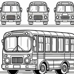 A black and white drawing of a bus 2