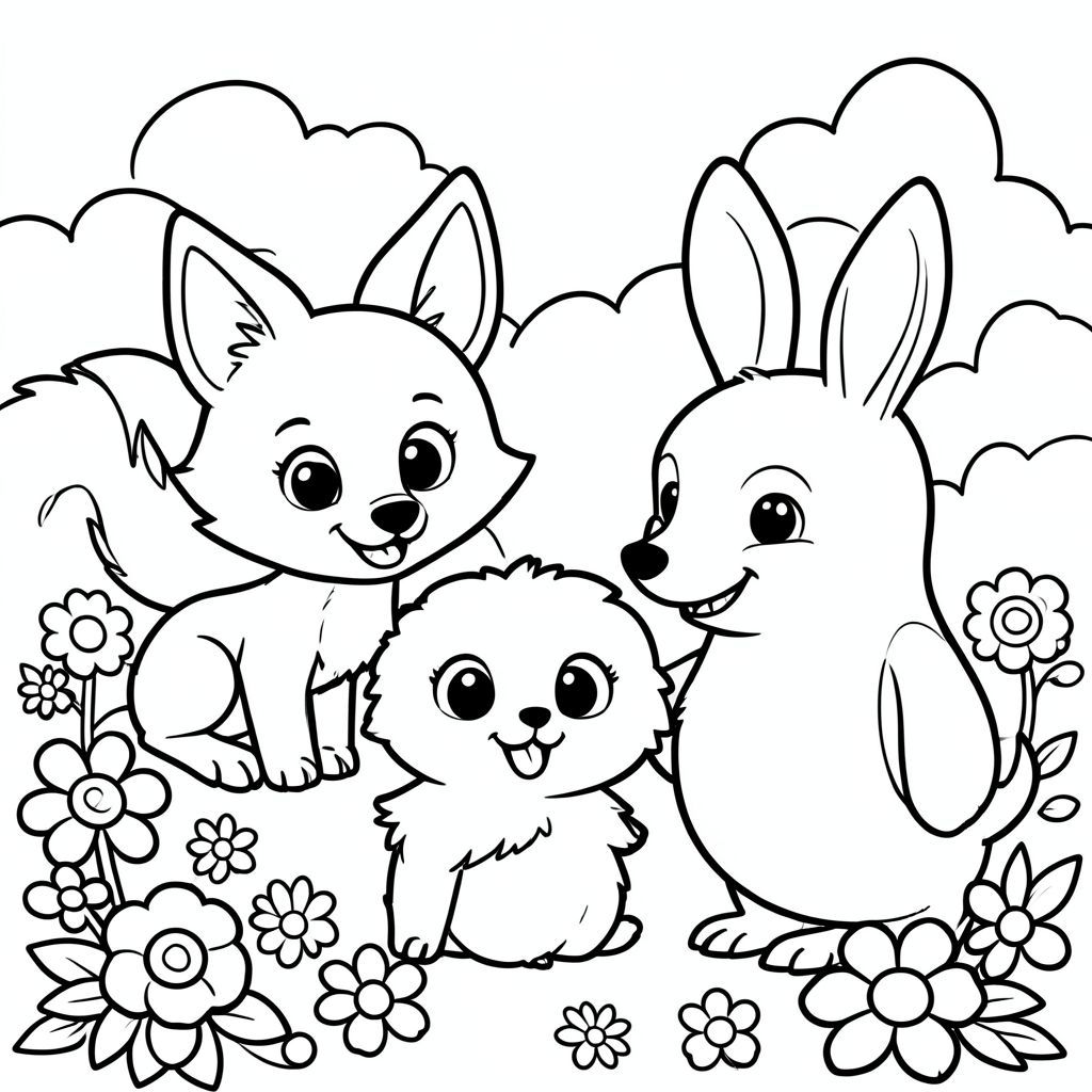 Được rồi, đây là lời nhắc:

** Lời nhắc trang màu: "Sinh vật nhỏ hạnh phúc" **

Tạo một trang tô màu đen trắng rực rỡ có một nhóm động vật lông tơ, đáng yêu - có thể là cáo, thỏ hoặc chim cánh cụt!  **Tập trung vào những đường dày, đậm ghi lại chuyển động và tính cách của chúng.** Mỗi con vật nên có đôi mắt to, biểu cảm và nụ cười vui vẻ.  Bao gồm các hình dạng đơn giản - hình tròn, hình vuông và hình tam giác - để xây dựng một khung cảnh hay thay đổi.  Nền nhẹ nhàng, hơi mờ của những đám mây mịn màng và những bông hoa nở rộ sẽ làm tăng tâm trạng vui vẻ.  Hãy biến đây thành một bức tranh mà những đứa trẻ sẽ YÊU THÍCH!