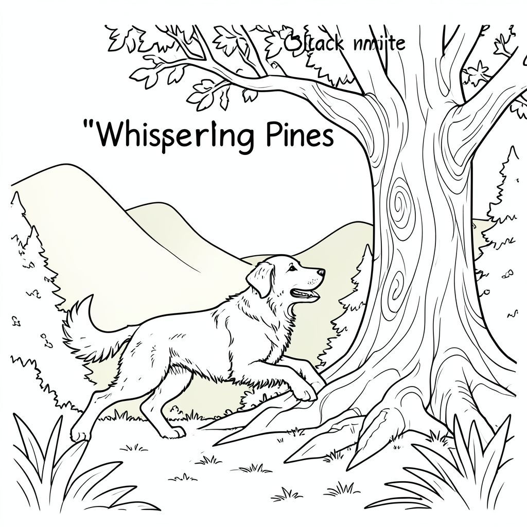 "Tranh tô màu đen trắng - 'Whispering Pines'"

Tạo một hình minh họa kỳ lạ về một chú chó săn vàng, đang sải chân, nhảy qua một khu rừng ngập tràn ánh nắng. đang đối mặt với một cây sồi cổ thụ khổng lồ với vỏ cây xoáy.  Tập trung vào nghệ thuật đường nét sắc nét, sạch sẽ - bộ lông của phải chi tiết nhưng không quá chân thực.  Hậu cảnh là một dãy núi trập trùng, sương mù, bị che khuất một phần bởi một làn sương mù dịu nhẹ.  Sử dụng bảng màu hơi tắt - hãy nghĩ đến màu nâu đỏ và xanh lá cây nhạt. Nhấn mạnh cảm giác vui vẻ yên tĩnh và chuyển động nhẹ nhàng. Nhắm đến một chất lượng hoài cổ, hơi mơ mộng."