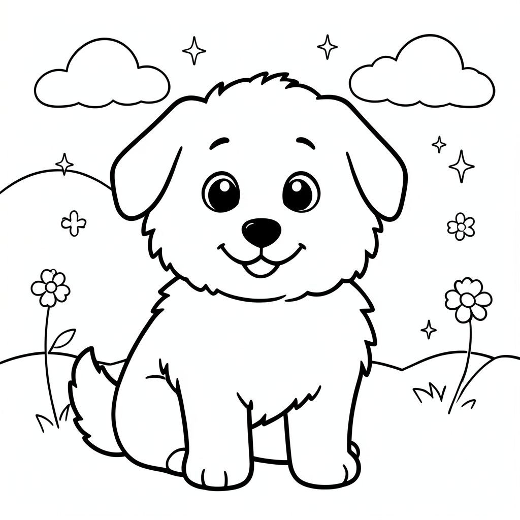 Tạo một trang tô màu đen trắng rực rỡ với một chú chó hạnh phúc, lông tơ. nên được thể hiện với những đường nét cực kỳ dày, táo bạo tạo cảm giác mạnh mẽ, tràn đầy năng lượng. Tập trung vào việc chụp một hình bóng đơn giản, đáng yêu - hãy nghĩ đến đôi tai dài, đầu hơi nghiêng và biểu cảm nhẹ nhàng, mở to mắt. Các đặc điểm của cần được đặc biệt nhấn mạnh - đôi mắt to, biểu cảm tỏa ra hạnh phúc và nụ cười nhỏ, quyến rũ. Rải một vài đám mây mỏng manh ở hậu cảnh, có lẽ với một vài bông hoa nhỏ, cách điệu trôi nổi gần đó. Tâm trạng tổng thể phải vô cùng yên bình và vui vẻ.  Hậu cảnh nên tối thiểu - chỉ là những hình dạng tinh tế, mềm mại gợi lên bầu trời và có lẽ là một vài ngôi sao lấp lánh.  Nhấn mạnh vào một dàn ý rõ ràng, rõ ràng và cảm giác mãn nguyện.  Hoàn toàn thẩm mỹ, không chi tiết., tranh tô màu đen trắng, phong cách lowbook, nghệ thuật đường nét, đơn sắc, không màu, không bóng, không xám, không tô