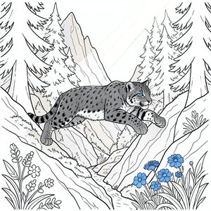 Tạo một trang tô màu đen trắng, dành riêng cho nghệ thuật đường nét. Tâm điểm là một con báo tuyết, sải bước giữa qua một sườn núi lởm chởm, phủ đầy rêu. Bộ lông của con báo có màu xám khói đậm, được đánh dấu bởi một miếng che mắt màu xanh ngọc bích duy nhất, rực rỡ. Nó đang nhảy, đón một luồng ánh sáng mặt trời nhạt xuyên qua tán cây thông cổ thụ rậm rạp giáp với một dãy núi đá dốc.  Những ngọn núi được thể hiện với màu xám nhạt và màu be hơi trầm, tạo cảm giác sâu sắc và khoảng cách.  Một dòng suối nhỏ, ẩn nhỏ giọt xuống sườn núi về phía một mảng hoa dại màu xanh rực rỡ, gần như phát quang.  Bầu không khí tổng thể nên mơ mộng và hơi u sầu, nhấn mạnh vào các đường nét sắc nét, rõ ràng - gần như điêu khắc về độ chính xác của chúng.  Đường nét nên tạo ra cảm giác tinh tế, có kết cấu, gợi ý gió và tuyết.  Hãy nghĩ về một khoảnh khắc chuyển động yên tĩnh, mạnh mẽ.  Tập trung vào việc truyền tải cảm giác bí ẩn cổ xưa và vẻ đẹp thanh tao thông qua sự tương phản rõ rệt của màu đen và trắng.  Khung cảnh nên được đặt trong một thung lũng hẹp, có mái che.  Mong muốn chi tiết tối thiểu, ưu tiên hình dạng và trọng lượng vốn có của con vật.

---

Hãy cho tôi biết nếu bạn muốn tôi tinh chỉnh thêm điều này!, tranh tô màu đen trắng, phong cách lowbook, nghệ thuật đường nét, đơn sắc, không màu, không đổ bóng, không xám, không tô màu