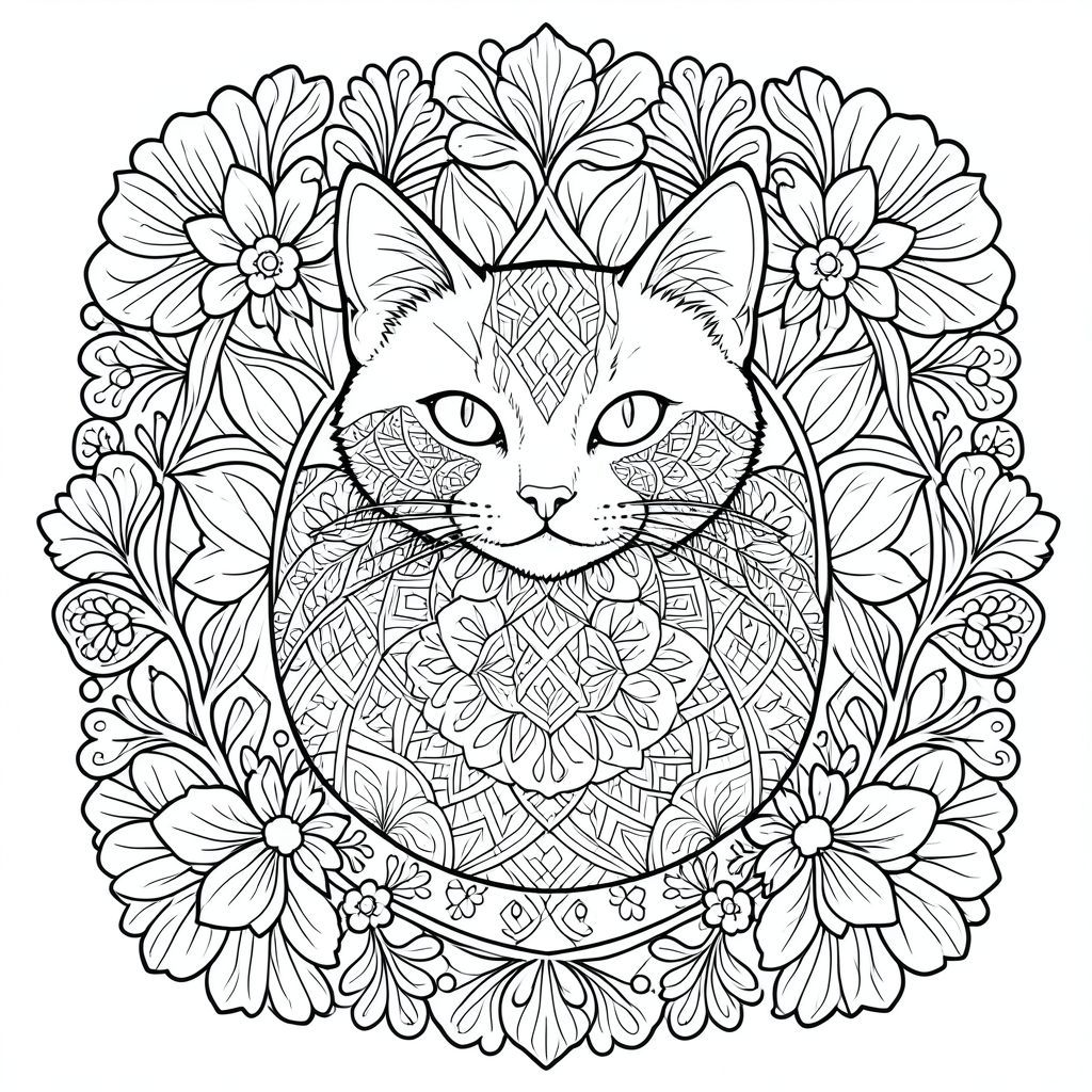 Tạo ra một hình minh họa đen trắng phức tạp, rất chi tiết về một con mèo. Trọng tâm chính là một họa tiết zentangle phức tạp, nhiều lớp kết hợp các đường viền hoa cách điệu và các yếu tố trang trí nhỏ.  Con mèo phải là đối tượng trung tâm, được thể hiện với các đường nét rõ ràng, có độ tương phản cao, sắc nét - nhấn mạnh tính thẩm mỹ có chủ ý, gần như hình học.  Các đường viền hoa phải có hình dạng hữu cơ và kết cấu tinh tế.  Mặt và phần trên cơ thể của mèo phải có thiết kế tinh tế, gần như không thể nhận thấy, giống như mạn đà la với các hoa văn hình học lặp đi lặp lại.  Bố cục tổng thể phải cân bằng và hơi bất đối xứng, tạo cảm giác có chiều sâu và sự thú vị về thị giác.  Tập trung vào việc đạt được cảm giác khéo léo tỉ mỉ và chi tiết chất lượng cao.  Bảng màu hạn chế: Chủ yếu là các sắc thái xám, đen và trắng, với các biến thể tinh tế để làm nổi bật kết cấu.  Không được phép sử dụng văn bản, từ, thư pháp hoặc màu sắc.  Hãy nghĩ rằng 'minh họa thực vật nhiều lớp' gặp 'mandala hình học'.  Kích thước: Khoảng 12x16 inch.  Phong cách: Thực tế, hơi cách điệu, có độ chi tiết cao và không khí.  Nhấn mạnh vào ánh sáng và bóng tối để nâng cao hình thức và khối lượng.

---

Hãy cho tôi biết nếu bạn muốn tôi tinh chỉnh thêm điều này!, tranh tô màu đen trắng, phong cách lowbook, nghệ thuật đường nét, đơn sắc, không màu, không đổ bóng, không xám, không tô màu