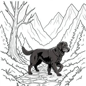 Tạo một 'trang tô màu đen trắng, chỉ nghệ thuật đường nét' mô tả một chú chó săn vàng đơn lẻ, hơi u sầu. đang sải bước giữa chừng, lưng hơi cong về phía một con đường đá phủ đầy rêu uốn lượn qua một khu rừng cổ thụ rậm rạp. Hậu cảnh bị chi phối bởi những đỉnh núi cao chót vót, lởm chởm của những ngọn núi màu xám đá phiến, một phần được bao phủ bởi một làn sương mù mờ mịn thay đổi một cách tinh tế. Một cây bạch dương duy nhất, gồ ghề đứng nổi bật ở bên trái, cành của nó vươn lên trên như những ngón tay xương. Bộ lông của là một loại sô cô la đen đậm đà, với những điểm nổi bật tinh tế gợi lên sự ấm áp sâu sắc bên trong. Đường nét phải cực kỳ sắc nét và chính xác, với các đường viền sắc nét, rõ ràng. Toàn bộ hình ảnh phải có độ tương phản cao - sự tương phản rõ rệt, rực rỡ giữa ánh sáng và bóng tối - tạo cảm giác chiều sâu và cô lập. Bầu không khí tổng thể nên hay thay đổi và hơi mơ mộng, gợi lên cảm giác chiêm ngưỡng yên tĩnh và một chút u sầu. Tập trung vào việc truyền tải tư thế và phong cảnh của thông qua các đường nét của nó - nó sẽ có cảm giác như một khoảnh khắc bị đóng băng trong thời gian. Hãy nghĩ về một phong cách hơi phong hóa, gần như ấn tượng. Không tô màu đặc, không đổ bóng, không tông màu xám, không văn bản. Nhấn mạnh vào thẩm mỹ nghệ thuật đường nét mạnh mẽ, thanh lịch.  ---  Hãy cho tôi biết nếu bạn muốn tôi tinh chỉnh thêm điều này!, tranh tô màu đen trắng, phong cách lowbook, nghệ thuật đường nét, đơn sắc, không màu, không đổ bóng, không xám, không tô màu, nền trắng, chỉ phác thảo