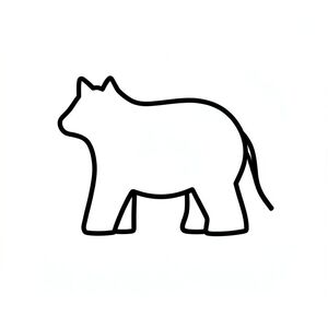 Tạo một hình minh họa vector phẳng của một con vật cách điệu. Con vật chủ yếu nên bao gồm các đường viền màu đen dày, đậm. Dàn ý phải đơn giản và dễ nhận biết.  Con vật nên được căn giữa, với nhiều khoảng trống trắng xung quanh toàn bộ đường viền.  Hình dạng phải được xác định dễ dàng mà không cần bất kỳ bóng mờ hoặc .  Tập trung vào việc tạo ra một hình dạng hình học rõ ràng về hình dạng cơ bản của con vật.  Hiệu quả tổng thể phải tối giản và thân thiện với trẻ em.  Không tô màu, không đổ bóng, không màu, không văn bản, không.  Tác phẩm nghệ thuật vector phẳng, chính xác., trang tô màu đen trắng, phong cách lowbook, nghệ thuật đường nét, đơn sắc, không màu, không bóng, không xám, không điền, nền trắng, chỉ phác thảo, phong cách vector, thiết kế phẳng, 2d