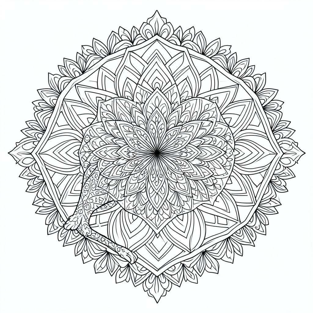 Tạo một trang tô màu đen trắng có độ chi tiết cao và phức tạp mô tả một con vật. Con vật nên được định giữa, nhưng không được xác định cứng nhắc. Trọng tâm chính là tạo ra các mô hình zentangle phức tạp, chồng lên nhau tỏa ra ngoài từ một điểm trung tâm.  Bao gồm một thiết kế giống như mạn đà la tinh tế - hãy nghĩ đến các hình dạng hình học lặp đi lặp lại và các yếu tố hoa cách điệu - được phủ lên một cách tinh tế trong hình dạng của con vật.  Các đường viền hoa nên tinh tế và được xây dựng bằng cách sử dụng các đường mảnh, liên tục, tạo cảm giác có chiều sâu.  Các chi tiết đường nét nhỏ - đặc biệt là dòng chảy của các đường - là rất quan trọng.  Ấn tượng tổng thể nên là một trong những sáng tạo tỉ mỉ, gần như thiền định.  Hình dạng của con vật nên được đơn giản hóa để cho phép sự phức tạp thị giác tối đa trong các mẫu.  Không được phép viết văn bản, từ, thư pháp, màu sắc hoặc tô đặc.  Hình ảnh phải hoàn toàn bao gồm các đường nét chính xác, không bị đứt gãy.  Nhấn mạnh vào các đường nét sắc nét, sạch sẽ và cảm giác cân bằng thị giác.  Hãy nghĩ về một hình ảnh thu nhỏ, rất chi tiết và gần như thôi miên của con vật.

---

Hãy cho tôi biết nếu bạn muốn tôi tinh chỉnh điều này thêm!, tranh tô màu đen trắng, phong cách lowbook, nghệ thuật đường nét, đơn sắc, không màu, không đổ bóng, không xám, không tô màu, nền trắng, chỉ phác thảo, phong cách vector, thiết kế phẳng, 2d