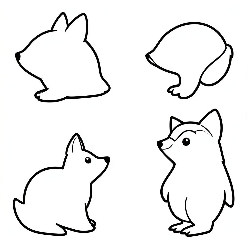 ** Phong cách tổng thể: ** Dễ thương, cách điệu, đơn giản hóa.  Tập trung vào các hình dạng rõ ràng, rõ ràng.

**Chủ đề:** Động vật – Hình bóng của một con nhỏ, lông tơ [Chọn động vật: ví dụ: thỏ, cáo, chim cánh cụt]

**Chi tiết phác thảo:**

* **Hình dạng 1: ** Đường viền lớn, dày, của cơ thể [Loại động vật: ví dụ: cáo] với đầu hơi tròn.  Nhấn mạnh vào đường viền hàm chắc chắn, rõ ràng.
* **Hình dạng 2: ** Dày, đường viền của đuôi [Loại động vật: ví dụ: thỏ] hơi kéo dài từ phía sau.  Đuôi phải dài vừa phải và hơi cong.
* **Hình dạng 3: ** Dày, đường viền của bàn chân [Loại động vật: ví dụ: chim cánh cụt] với ngón chân nhỏ, tròn.
* **Hình 4:** Dày, đường viền của tai [Loại động vật: ví dụ: cáo] (trên cùng và hơi góc).  Hình dạng đơn giản, tròn.
* **Hình dạng 5:** Dày, đường viền của mũi [Loại động vật: ví dụ: thỏ].  Hình nhỏ, hơi hình tam giác.
* **Hình dạng 6: ** Dày, đường viền của mắt [Loại động vật: ví dụ: chim cánh cụt].  Hình tròn, nhỏ.
* **Hình dạng 7:** Mõm dày, đường viền của mõm [Loại động vật: ví dụ: cáo].  Hình dạng đơn giản, hơi cong.
* **Hình dạng 8: ** Dày, đường viền của chân [Loại động vật: ví dụ: thỏ] - hơi nghiêng.
* **Hình 9:** Dày, đường viền của chân [Loại động vật: ví dụ: chim cánh cụt].  Hình dạng đơn giản, góc cạnh.

**Khoảng cách & Kích thước: **

* **Chiều rộng tổng thể:** Khoảng 120 pixel.
* **Chiều cao tổng thể:** Khoảng 80 pixel.
* **Khoảng trắng:** Sử dụng đáng kể không gian trống xung quanh mỗi hình dạng.  Đảm bảo sự tách biệt rõ ràng giữa các hình dạng.

** Màu sắc: ** Chỉ đen trắng.  Không có màu.

**Nhấn mạnh:** Tập trung vào các phác thảo mạnh mẽ, khác biệt.  Tránh bất kỳ bóng râm hoặc .  Thiết kế hình học, tối giản.  Đường nét đơn giản, sạch sẽ.

**Lưu ý quan trọng:** Mục tiêu chính là tạo ra một hình bóng hấp dẫn và dễ nhận biết, không phải là một hình minh họa chi tiết.  Hãy nghĩ về nó như một hình thức đơn giản, dễ nhận biết.

---

Hãy cho tôi biết nếu bạn muốn tôi tinh chỉnh điều này thêm!, tranh tô màu đen trắng, phong cách lowbook, nghệ thuật đường nét, đơn sắc, không màu, không đổ bóng, không xám, không tô màu, nền trắng, chỉ phác thảo, phong cách vector, thiết kế phẳng, 2d