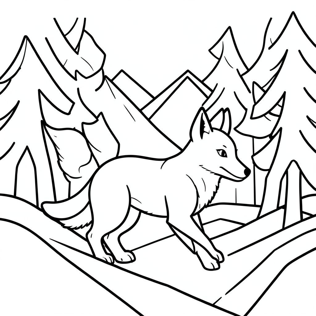 Tạo một hình minh họa nghệ thuật đường vector 2D. Đối tượng chính là một con vật - một con cáo cách điệu. Con cáo nên được mô tả trong một tư thế năng động, hơi góc cạnh, gợi ý chuyển động. Cơ thể của nó phải có hình bầu dục gần như hình bầu dục, với một hệ cơ xác định.

Cảnh tập trung vào nền rừng hình học đơn giản. Sử dụng một loạt các đường viền đen trắng mạnh mẽ, được xác định rõ ràng để tạo cảm giác bao bọc và kích thước. Những cây cối nên được thể hiện bằng một mạng lưới các đoạn đường được kết nối với nhau, hơi cong - hãy nghĩ đến sự sắp xếp cách điệu, phân nhánh - tạo cảm giác về tán rừng. Những ngọn núi được mô tả như một loạt các đoạn đường song song, hơi góc cạnh, tạo cảm giác độ cao. Công việc dây chuyền phải cực kỳ chính xác và nhất quán về độ dày.

Thành phần tổng thể phải cân bằng và không phức tạp. Con cáo phải là tiêu điểm rõ ràng, được đặt hơi lệch tâm.  Duy trì độ tương phản cao giữa các đường và hậu cảnh, nhấn mạnh sự khác biệt của từng đoạn đường.  Các yếu tố nền nên được thể hiện chủ yếu bằng đường viền của cây cối và núi, được hiển thị với một bảng màu đen trắng hạn chế.  Không có màu nào được sử dụng.  Chỉ tập trung vào hình dạng biểu cảm và dễ nhận biết của con cáo.

Cung cấp hình minh họa nghệ thuật đường vector 2D., trang tô màu đen trắng, phong cách lowbook, nghệ thuật đường nét, đơn sắc, không màu, không đổ bóng, không xám, không điền, nền trắng, chỉ phác thảo, phong cách vector, thiết kế phẳng, 2d
