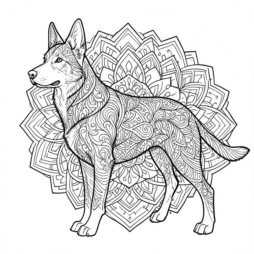 "Tạo một trang tô màu đen trắng phức tạp, rất chi tiết tập trung vào một. Đường viền của phải được xác định rõ ràng và không bị đứt gãy - một đường duy nhất, liên tục đại diện cho hình dạng của.  Sử dụng một mô hình zentangle phức tạp, kết hợp các biến thể tinh tế về độ dày và hướng dòng để tạo ra chiều sâu và sự thú vị trực quan.  Giới thiệu một thiết kế lấy cảm hứng từ mạn đà la được đan xen một cách tinh tế xung quanh hình bóng của chú chó, sử dụng các họa tiết hình học lặp đi lặp lại và các yếu tố chồng lên nhau.  Sử dụng các đường nét tinh tế, tinh tế - độ dày và độ dài khác nhau - để tạo cảm giác và . Tập trung vào việc đạt được tính thẩm mỹ sắc nét, sạch sẽ; Các đường phải dễ phân biệt và không bị mờ.  Bố cục tổng thể phải mang lại cảm giác thiền định và kích thích thị giác, thể hiện chi tiết tỉ mỉ và bố cục cân bằng.  Không có màu nào được sử dụng; chỉ dựa vào độ chính xác của các đường đen trắng.  phải là một giống chó cỡ trung bình - có thể là chó chăn cừu Đức hoặc Labrador - để khuyến khích các đường nét phức tạp.

---

Hãy cho tôi biết nếu bạn muốn tôi tinh chỉnh điều này thêm!, tranh tô màu đen trắng, phong cách lowbook, nghệ thuật đường nét, đơn sắc, không màu, không đổ bóng, không xám, không tô màu, nền trắng, chỉ phác thảo, phong cách vector, thiết kế phẳng, 2d