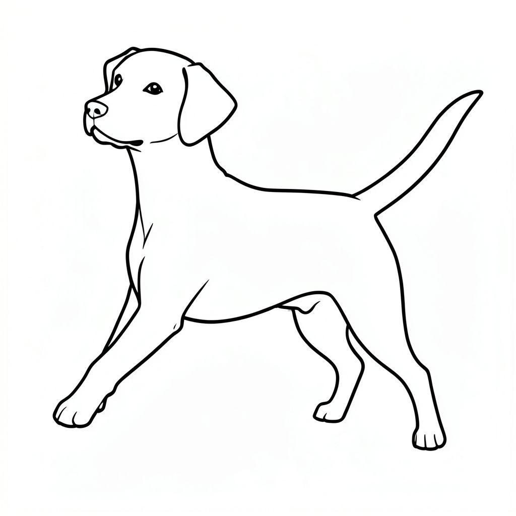 **Đối tượng:** Chó – Giống chó đơn, cỡ trung bình (Chỉ định giống nếu muốn - ví dụ: Golden Retriever, Beagle) – Tập trung vào tư thế năng động, hơi nghiêng.

**Phong cách:** Nghệ thuật Vector – Đường nét đậm, sắc nét – Độ tương phản cao – Nền trắng – Thẩm mỹ gọn gàng, tối giản.

**Chi tiết phác thảo:** Chỉ các phác thảo được xác định kỹ lưỡng, rõ ràng và riêng biệt.  Phối cảnh hình học – Tập trung vào hình dạng và hình bóng thiết yếu.  Không lấp đầy, không đổ bóng, không.  Nhấn mạnh vào cấu trúc giải phẫu - hông, cột sống, chân, đầu và đuôi có thể nhìn thấy rõ ràng và được định vị để tạo ra một bố cục cân bằng, dễ chịu.  Cân nhắc một góc hơi hướng lên trên đầu để truyền đạt cảm giác tỉnh táo.

** Bảng màu: ** Chỉ đen trắng - Không có bất kỳ biến thể màu nào.

** Giai điệu tổng thể: ** Trung tính, tinh tế và hơi cách điệu - Tránh bất kỳ biểu hiện cảm xúc nào.  Nhấn mạnh vào độ rõ ràng và chính xác của hình ảnh.

**Thông số kỹ thuật:** Định dạng vector – Có thể mở rộng mà không làm giảm chất lượng – Độ phân giải cao – Thích hợp để in và hiển thị kỹ thuật số.  Xem xét một nền hơi tinh tế, sạch sẽ (tùy chọn - rất tối thiểu).

** Từ khóa: ** Vector, Nghệ thuật đường nét, Hình minh họa, Chó, Hình bóng, Sạch sẽ, Đen trắng, Chính xác, Tối giản, Hình học, Giải phẫu, Cân bằng, Bố cục.

---

Hãy cho tôi biết nếu bạn muốn tôi tinh chỉnh thêm điều này (ví dụ: thêm ý tưởng tư thế cụ thể hoặc chỉ định một phong cách nghệ thuật cụ thể ngoài "tối giản")., trang tô màu đen trắng, phong cách lowbook, nghệ thuật đường nét, đơn sắc, không màu, không đổ bóng, không xám, không tô màu, nền trắng, chỉ phác thảo, phong cách vector, thiết kế phẳng, 2d